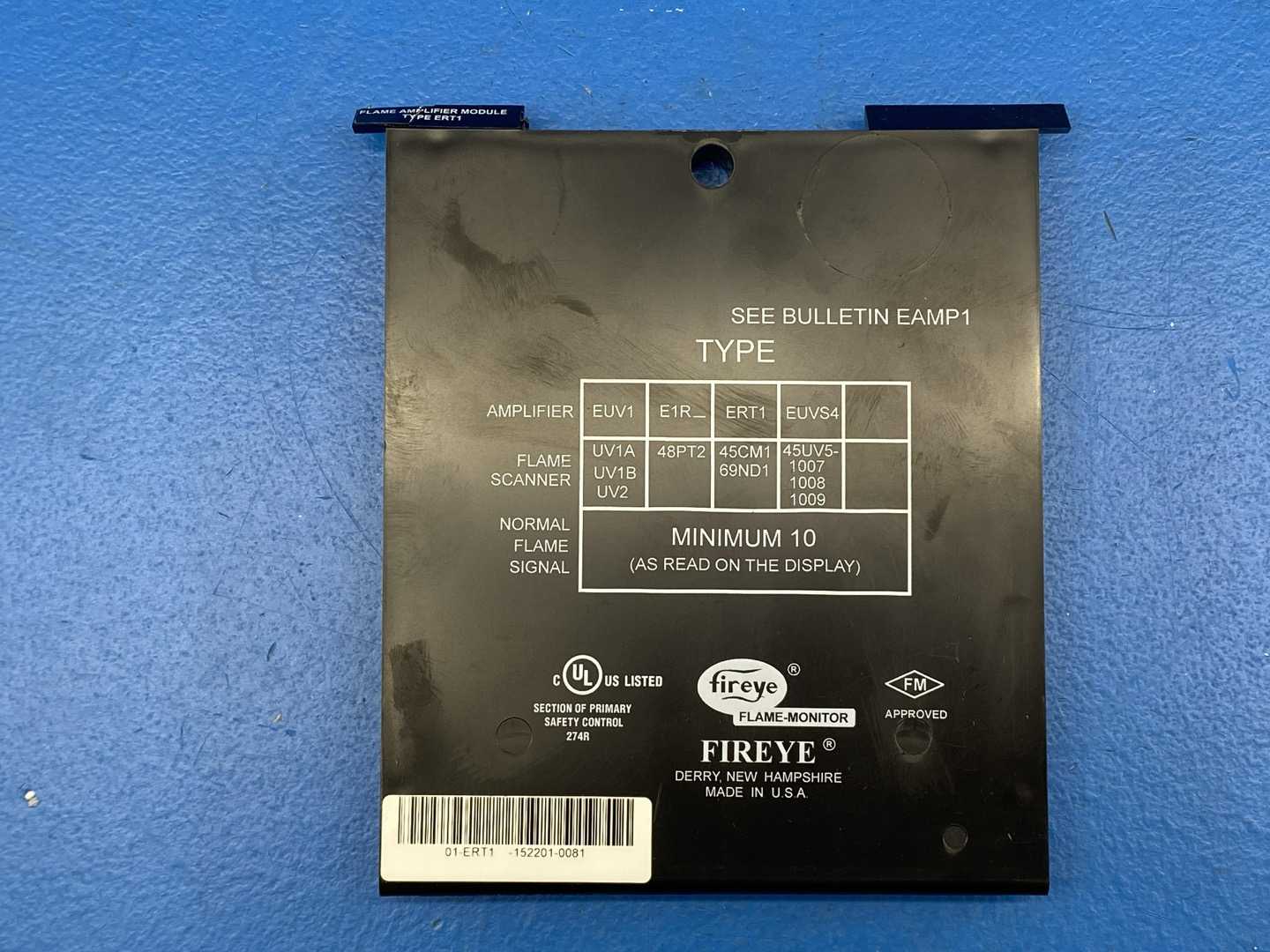 Fireye ERT1-1524-01 Flame Rectifier, Flame Monitor Amplifier Module for Flame-Monitor Burner Management Control System 
