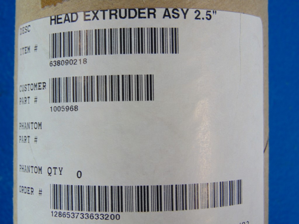 BEVCORE 1005968 638090218 Head Extruder Asy 2.5" NIB