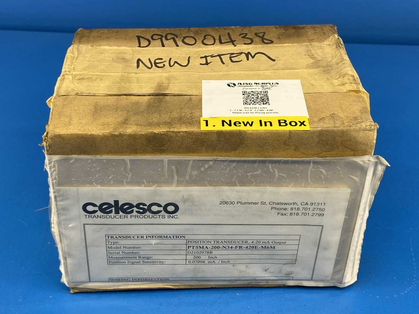 Celesco PT5MA-200-N34-FR-420E-M6M Position Transducer, 4-20mA Output