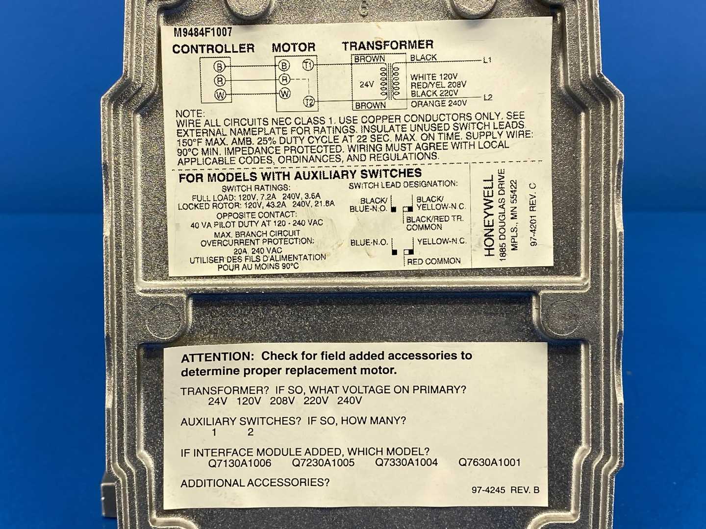 Honeywell M9484F1007 Modutrol