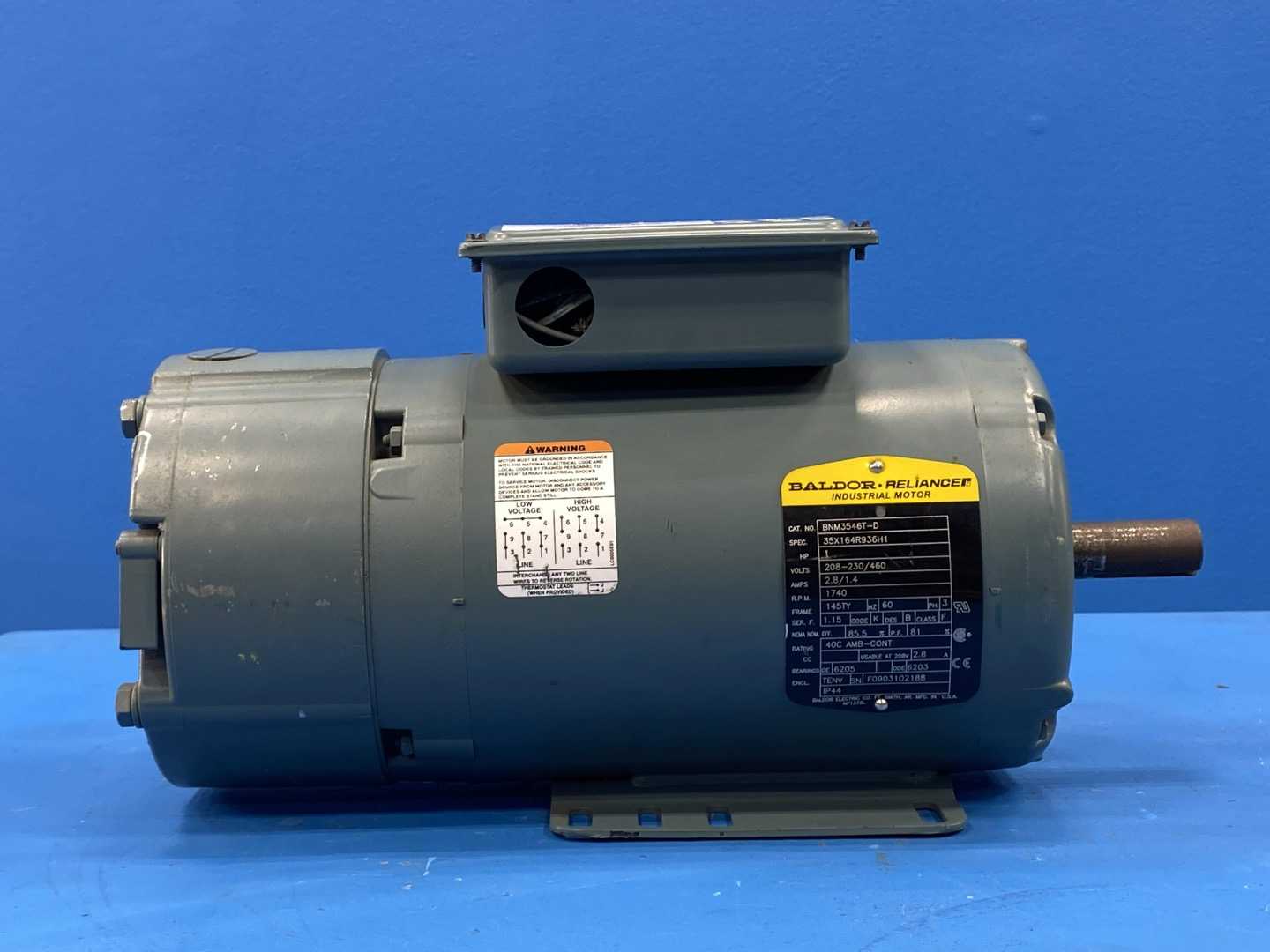 Baldor Reliance Motor BNM3546T-D 1740RPM 208-230/460 with Dodge 031395 D-Series Motor Brake