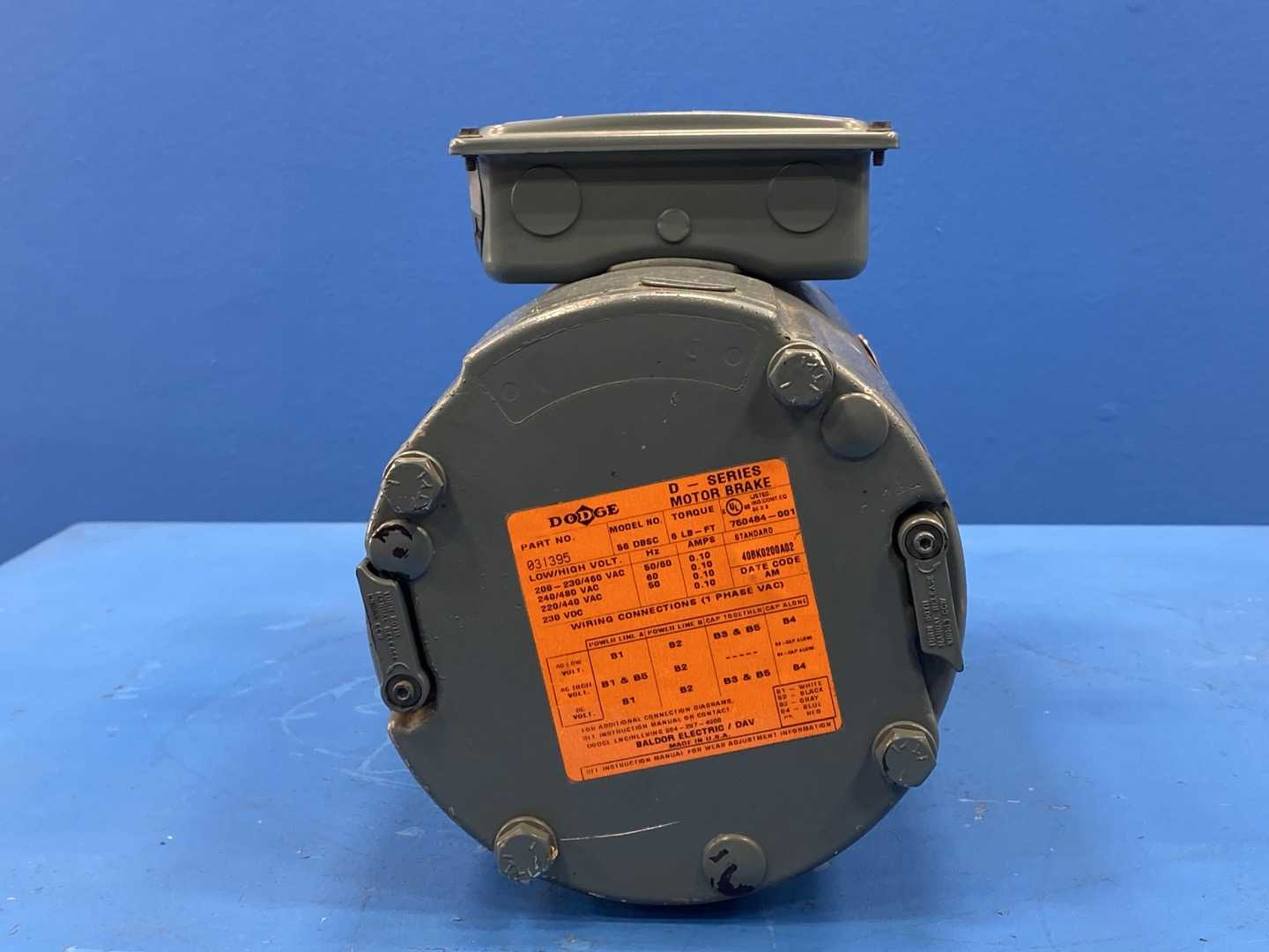 Baldor Reliance Motor BNM3546T-D 1740RPM 208-230/460 with Dodge 031395 D-Series Motor Brake