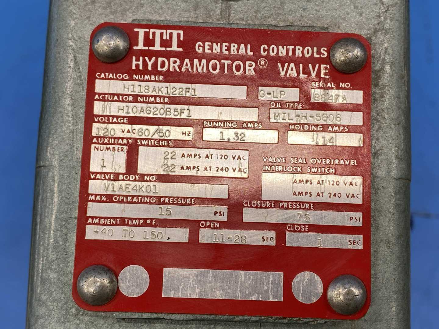 ITT H118AK122F1 Hydramotor Valve VIAE4K01