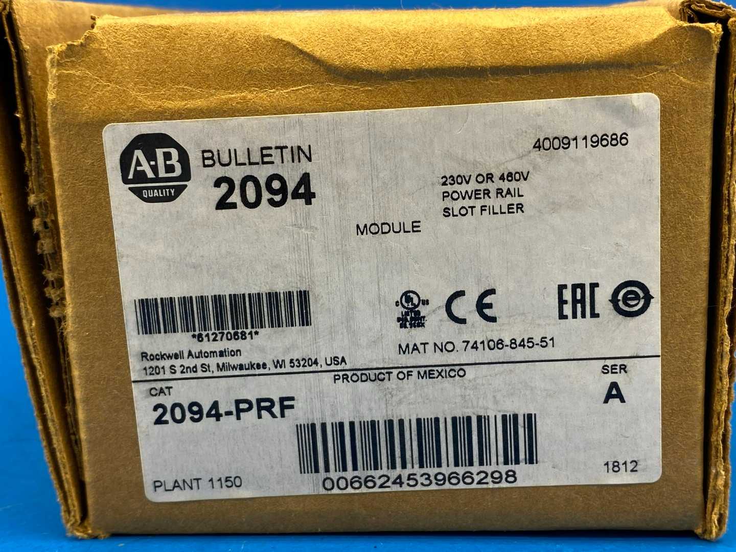 Allen-Bradley 2094-PRF  SER. A KINETIX 6000 SLOT FILLER