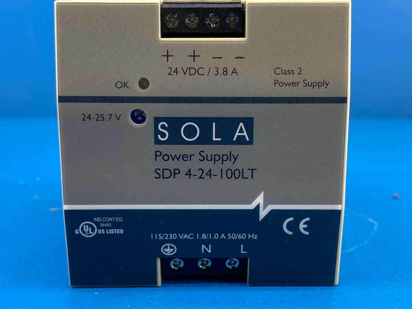 Sola/Hevi-Duty SDP4-24-100LT AC/DC DIN Rail Power Supply 115/230VAC 24VDC 3.8A Output Current