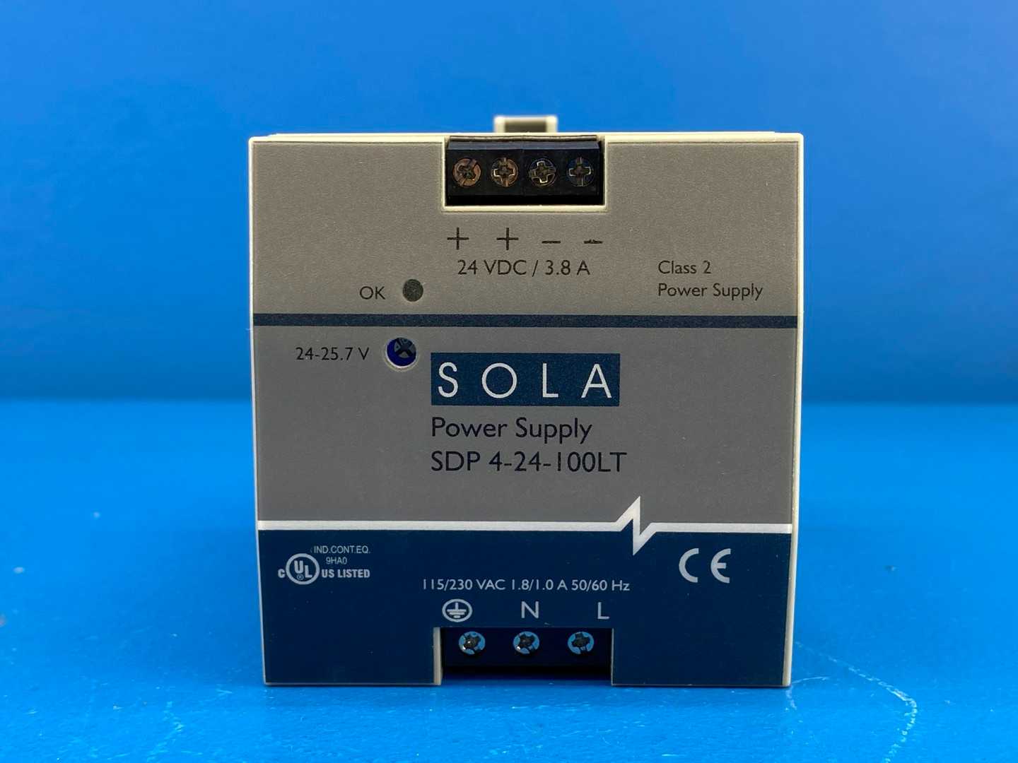 Sola/Hevi-Duty SDP4-24-100LT AC/DC DIN Rail Power Supply 115/230VAC 24VDC 3.8A Output Current