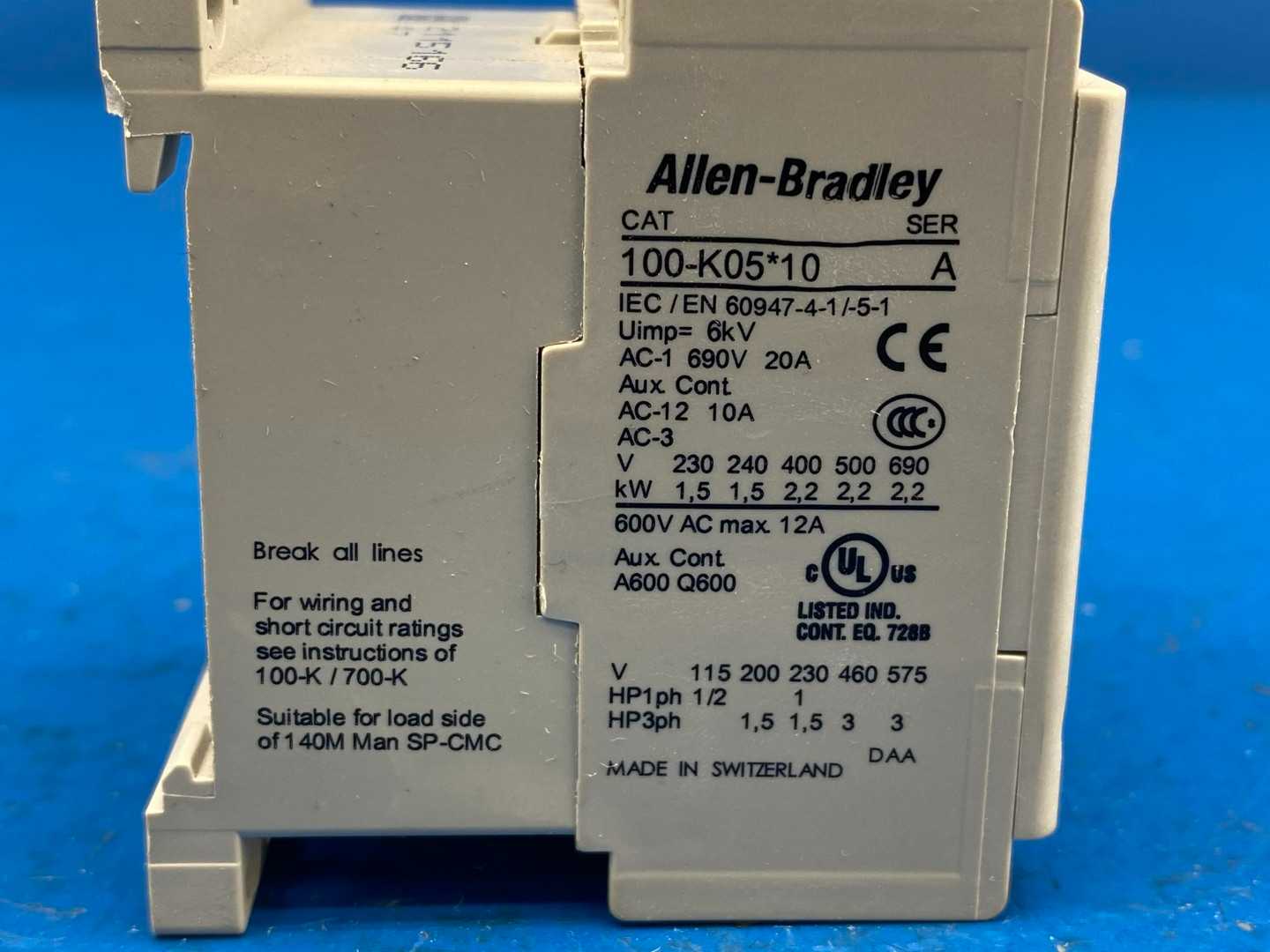 Allen-Bradley 100-K05DJ10 Series A Mini Contactor, 24VDC Coil, 3-Pole, 5A