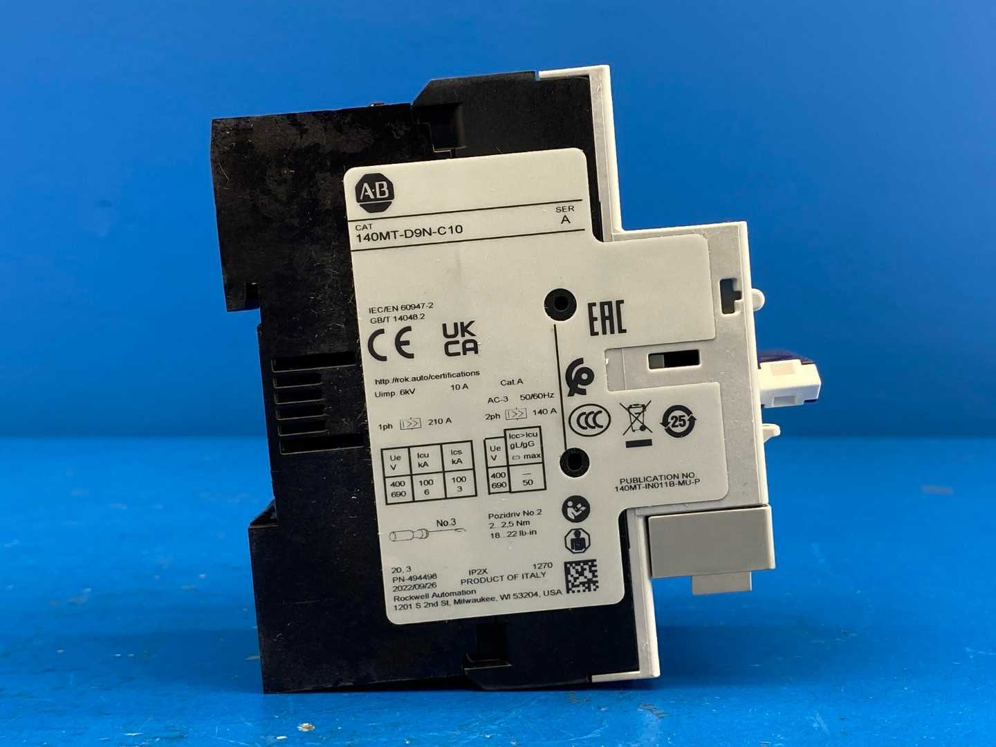 Allen-Bradley 140MT-D9N-C10 Motor Protection Circuit Breaker 10A