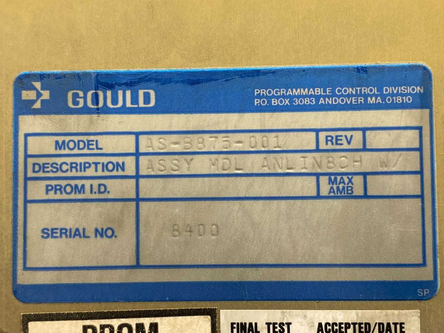 Gould AS-B875-001, Analog Input Module 20mA 1-5V