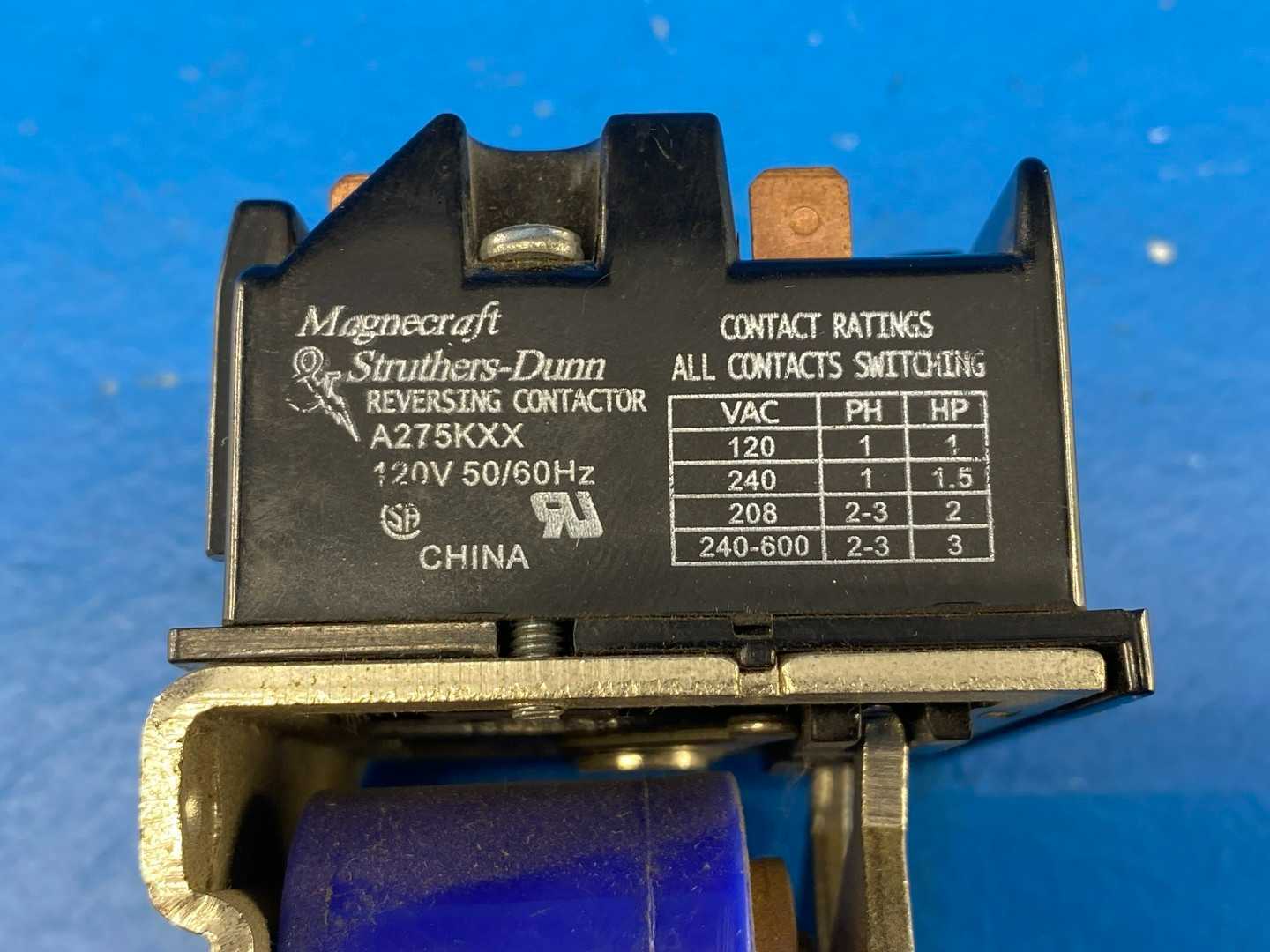 Magnecraft Struthers-Dunn A275KXX Reversing Contactor, 120V Coil, 1–3 PH, up to 3HP
