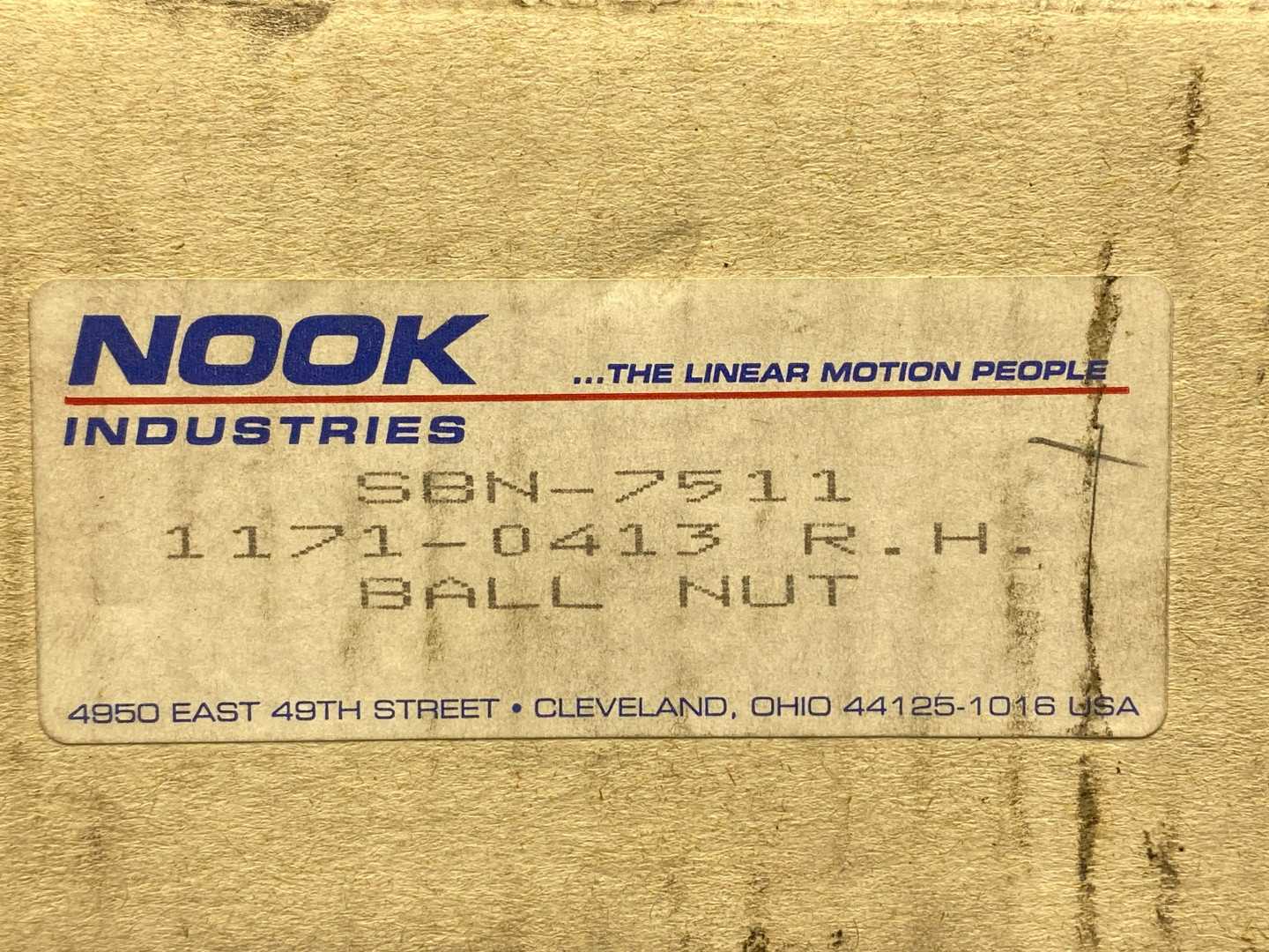 NOOK SBN7511, 1141-0413 PowerTrac Ball Nut, 1.171" Ball Circle Diameter, 0.413" Lead, RH Thread, Double Circuit