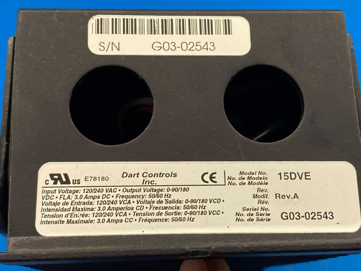 Dart Controls Inc. 15DVE DC Speed Control: SCR Enclosed