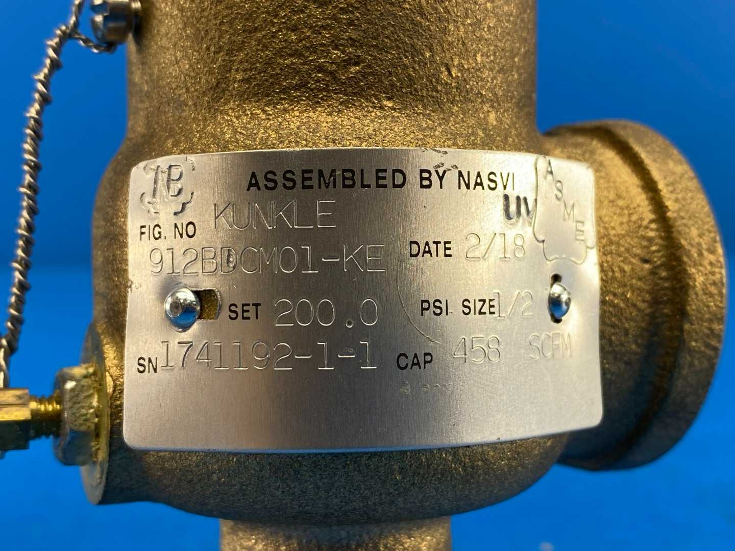 Kunkle 912BDCM01-KE, 1/2" Safety Valve Threaded Cap .50" x .75" Gas ASME Section VIII and XIII (UV)