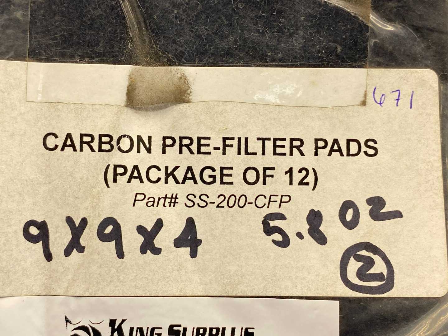 Carbon Pre-Filter Pads SS-200-CFP (Pack of 12)