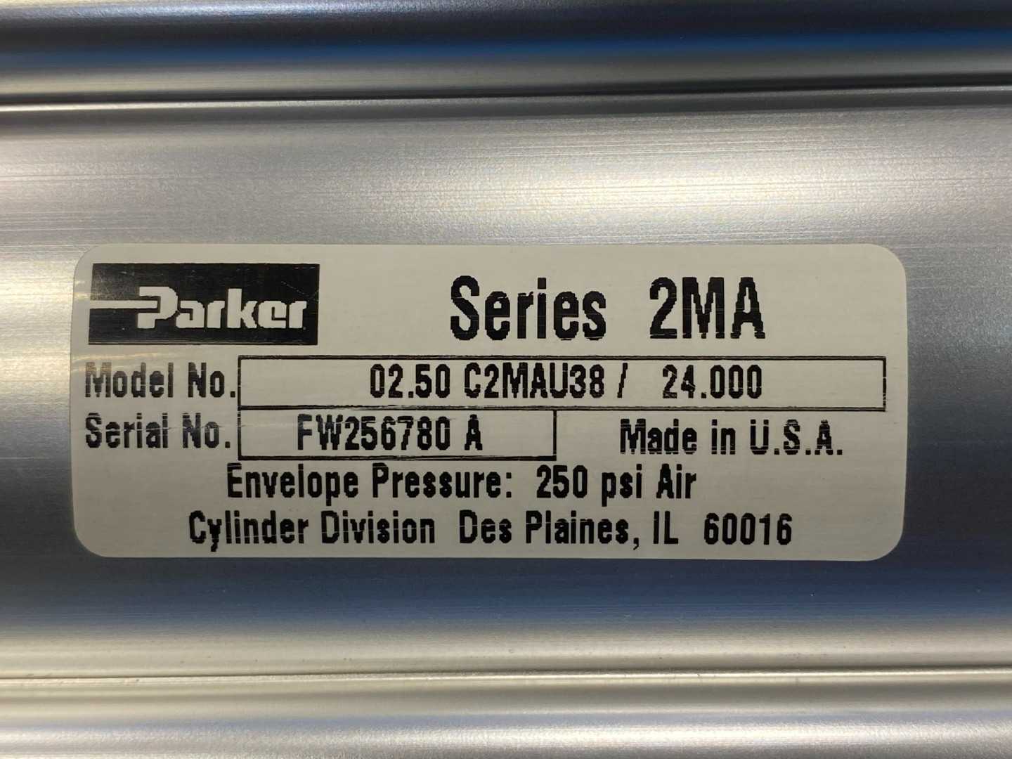 Parker Series 2MA Model- 02.50 C2MAU38 / 24.000 Pneumatic Cylinder 2.50" Bore 24" Stroke 250 PSI Air