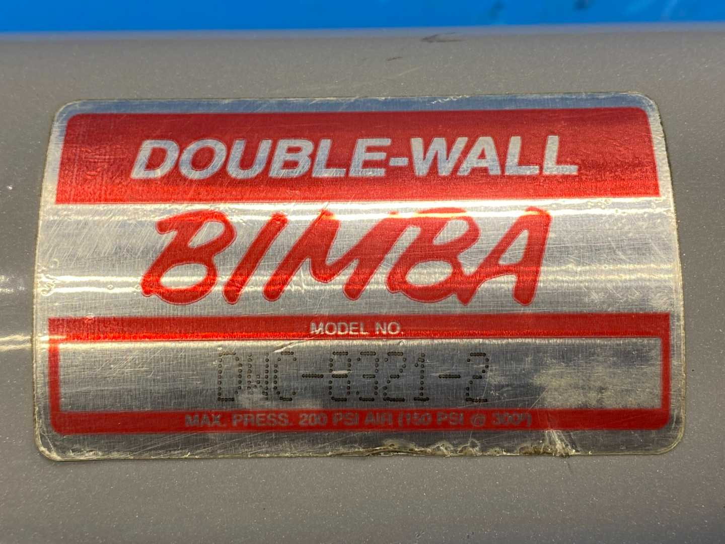 Bimba Double-Wall DWC-8321-2 Pneumatic Cylinder 0.75" Bore 21"Stroke 200PSI