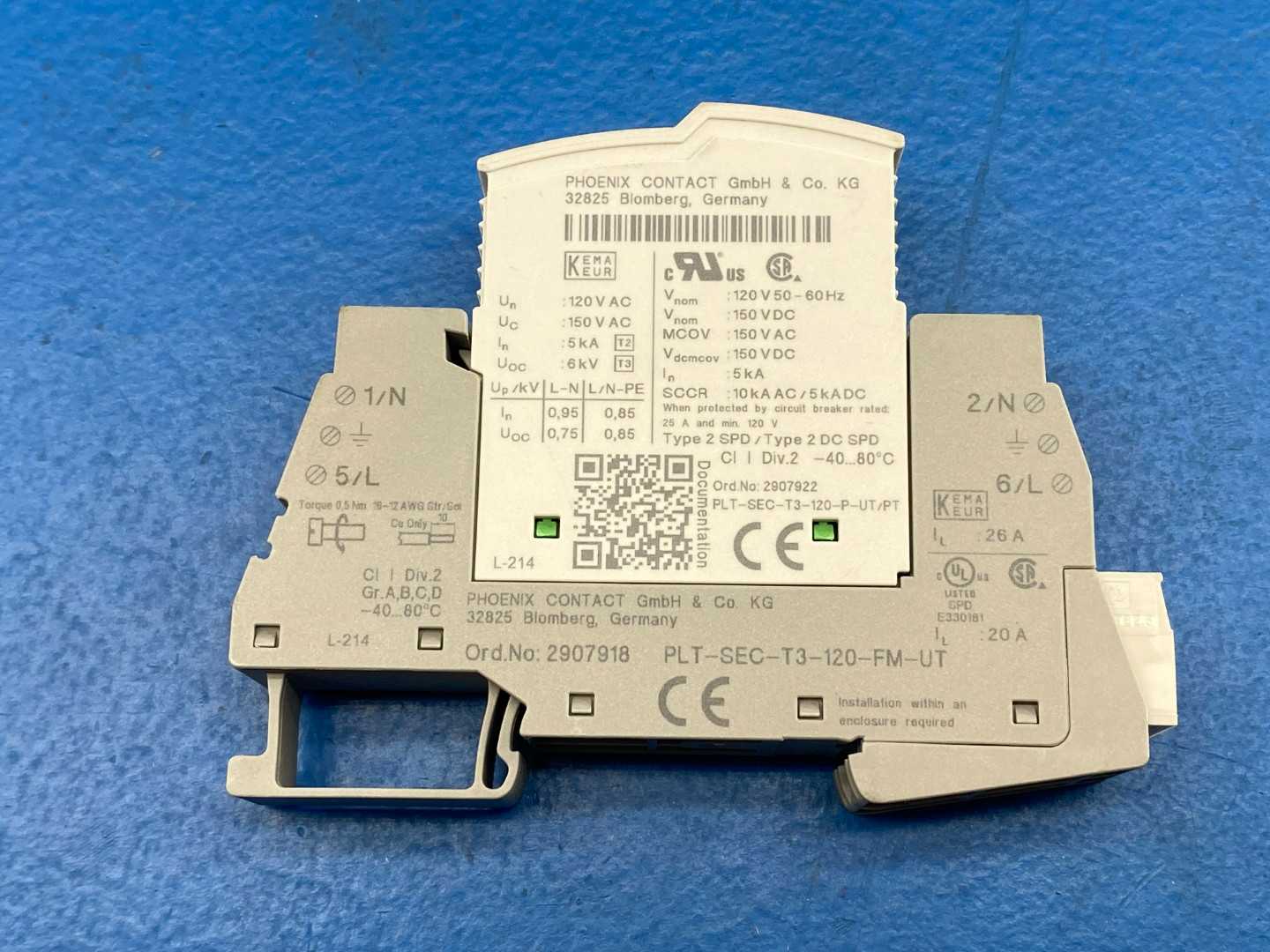Phoenix Contact PLT-SEC-T3-120-FM-UT (2907918) Type 3 surge protection device