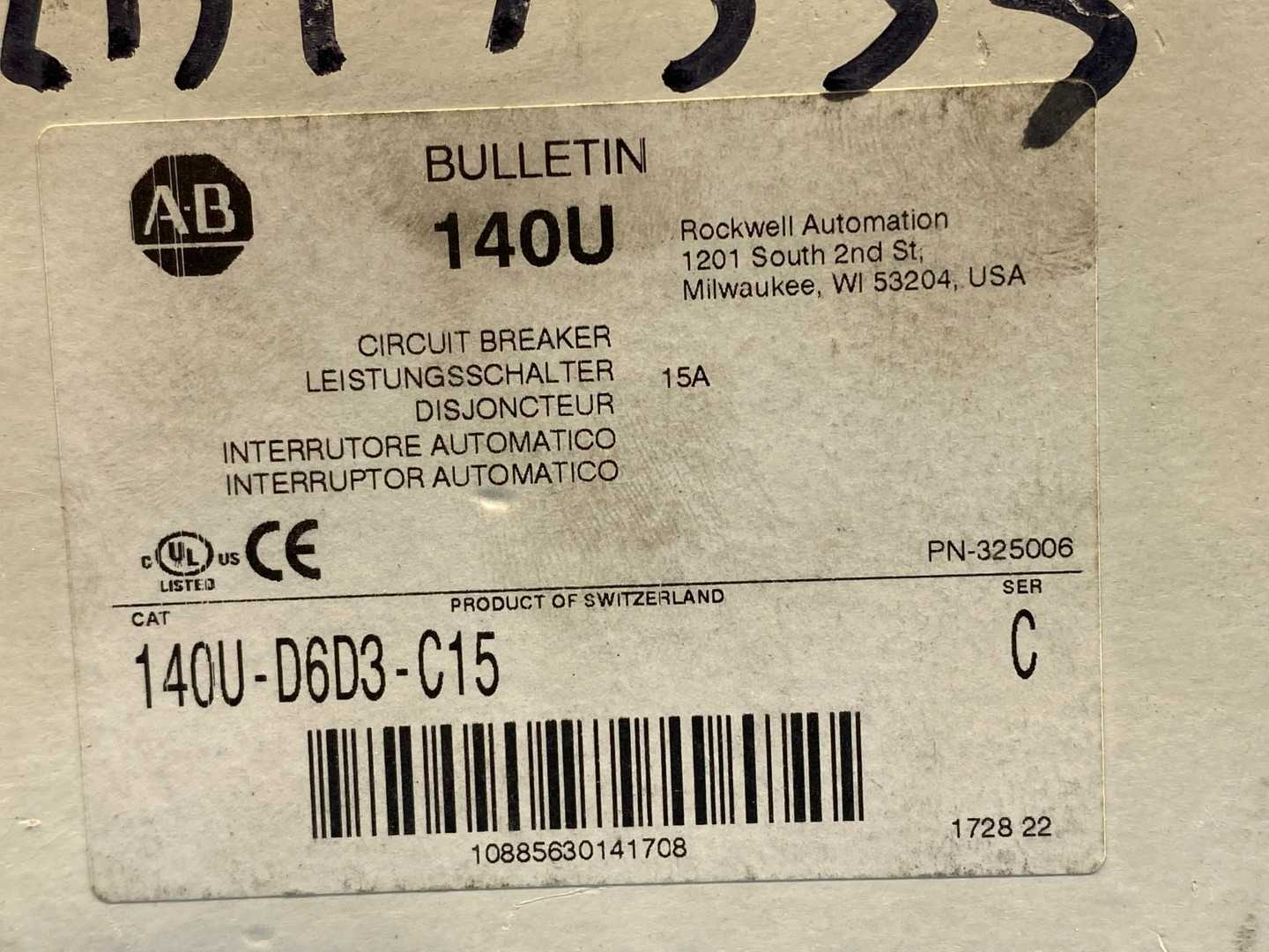 Allen-Bradley 140U-D6D3-C15 Circuit Breaker