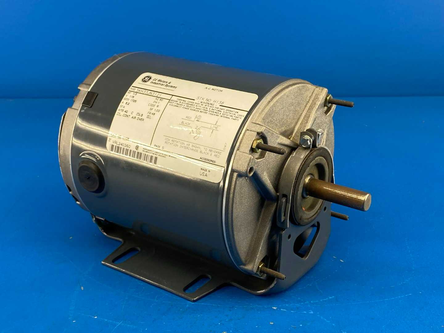 1/3HP 115V 1725 RPM Single-Phase General Electric AC Motor 5KH33JN3121 (H138)