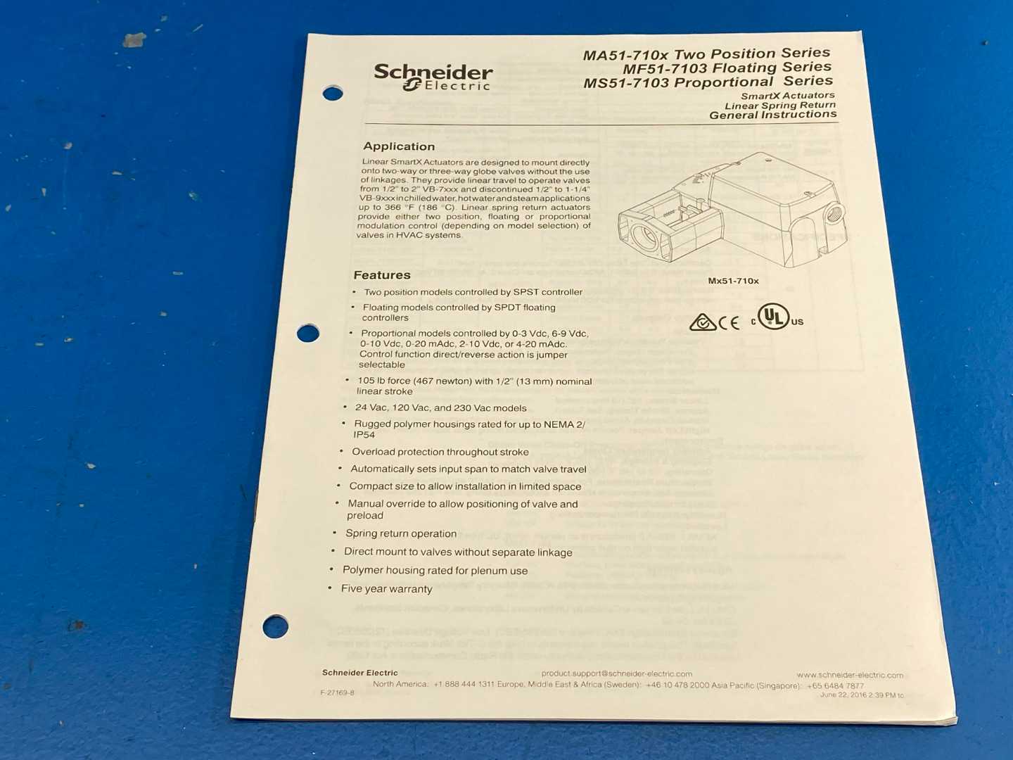 Schneider Electric MS51-7103-150, SmartX Proportional Actuator FW 1.07, 0-10Vdc .5-2" (.5-3/4" in SS)