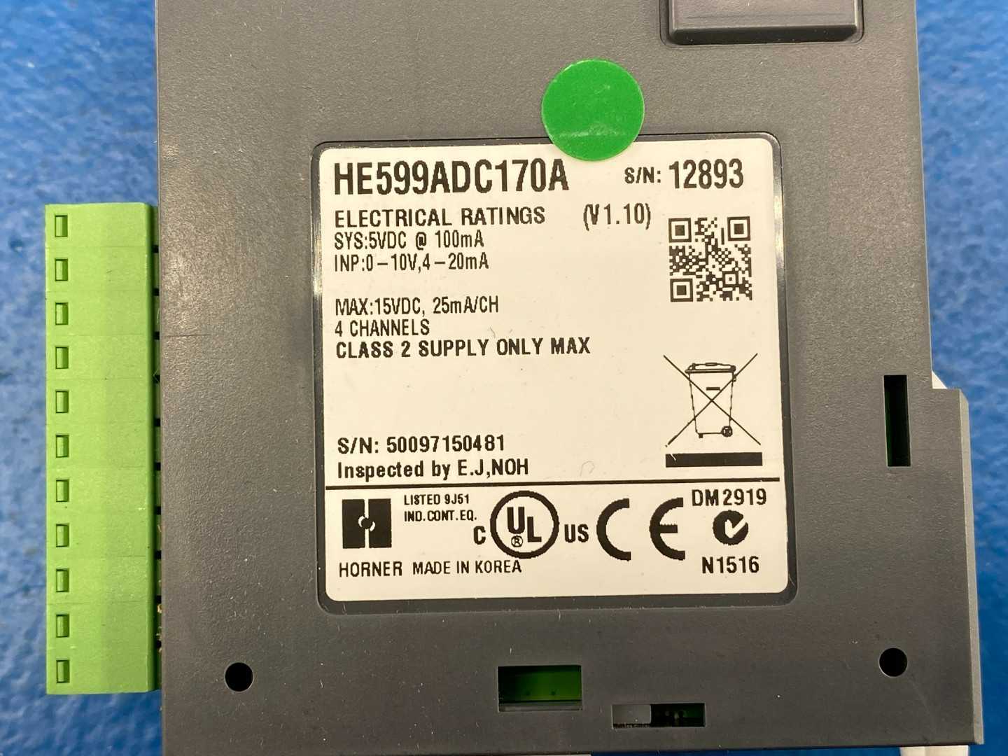 Horner HE599ADC170A SmartRail I/O 4ch Analog Input Module