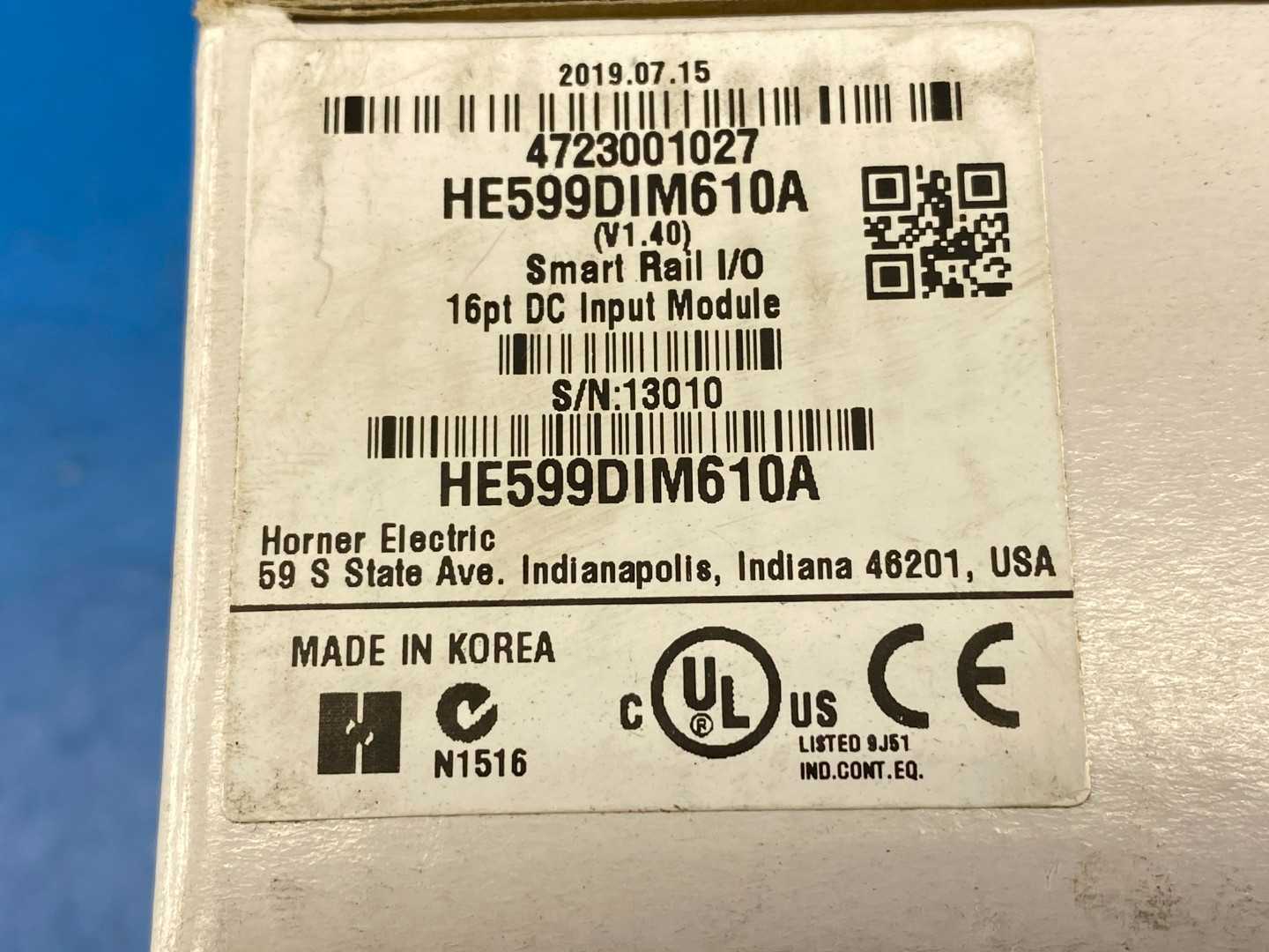 Horner Electric HE599DIM610A Smart Rail I/O 16pt DC Input Module