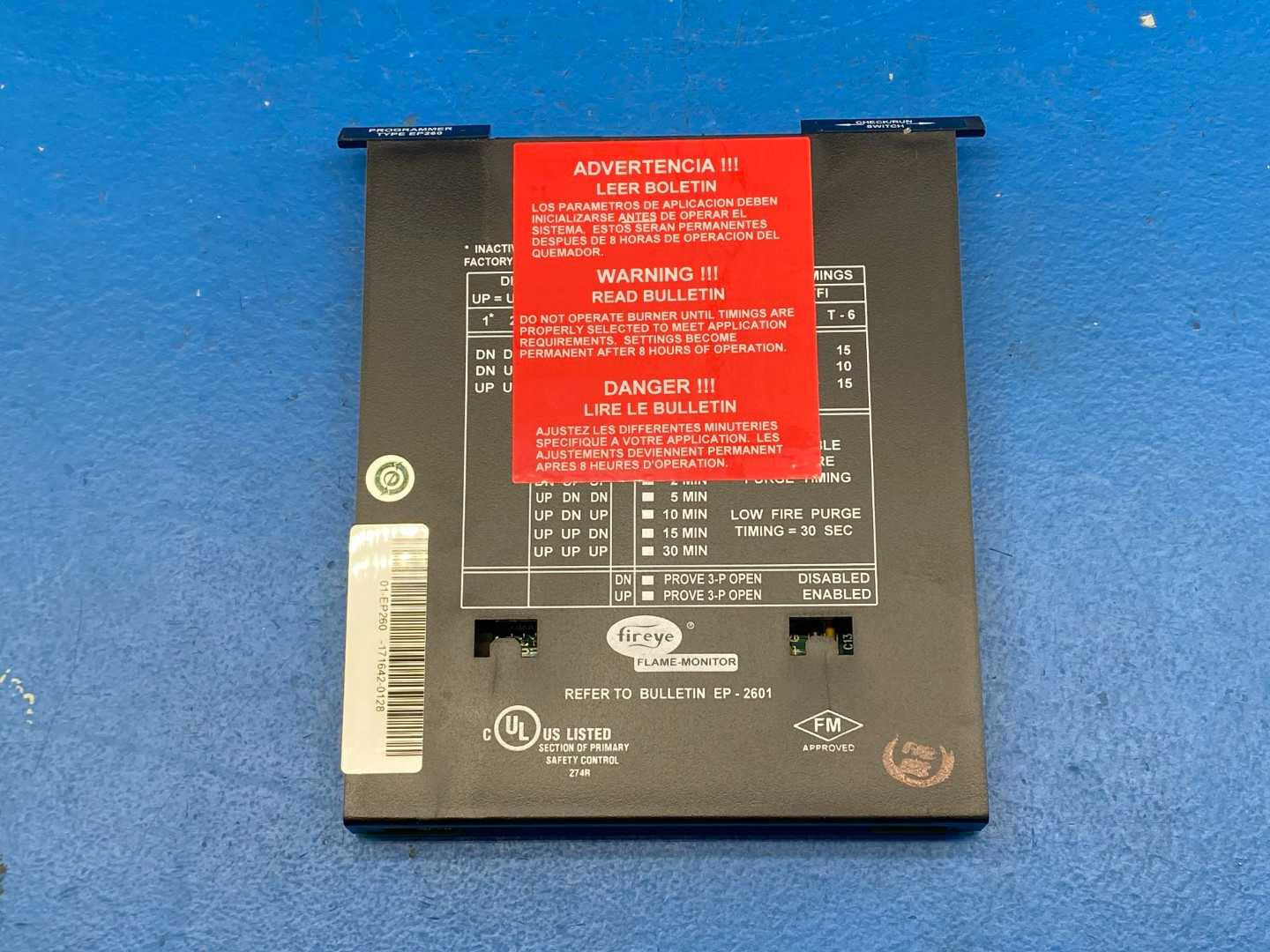 Fireye EP260 Programmer Module purge [30 sec min.], 10 and 15 sec. TFI, recycle