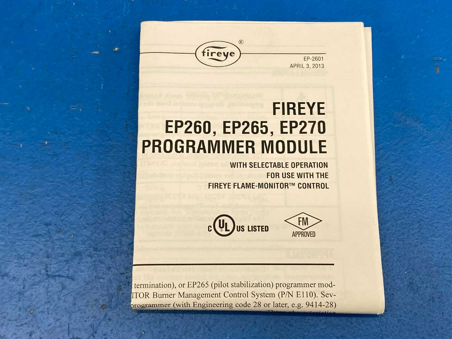 Fireye EP260 Programmer Module purge [30 sec min.], 10 and 15 sec. TFI, recycle