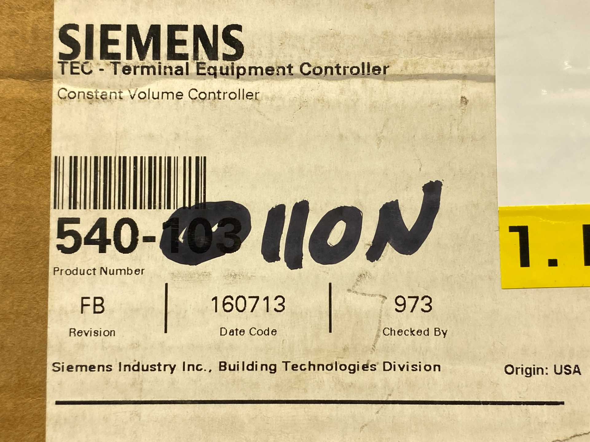 Siemens 540-110N Terminal Equipment Controller