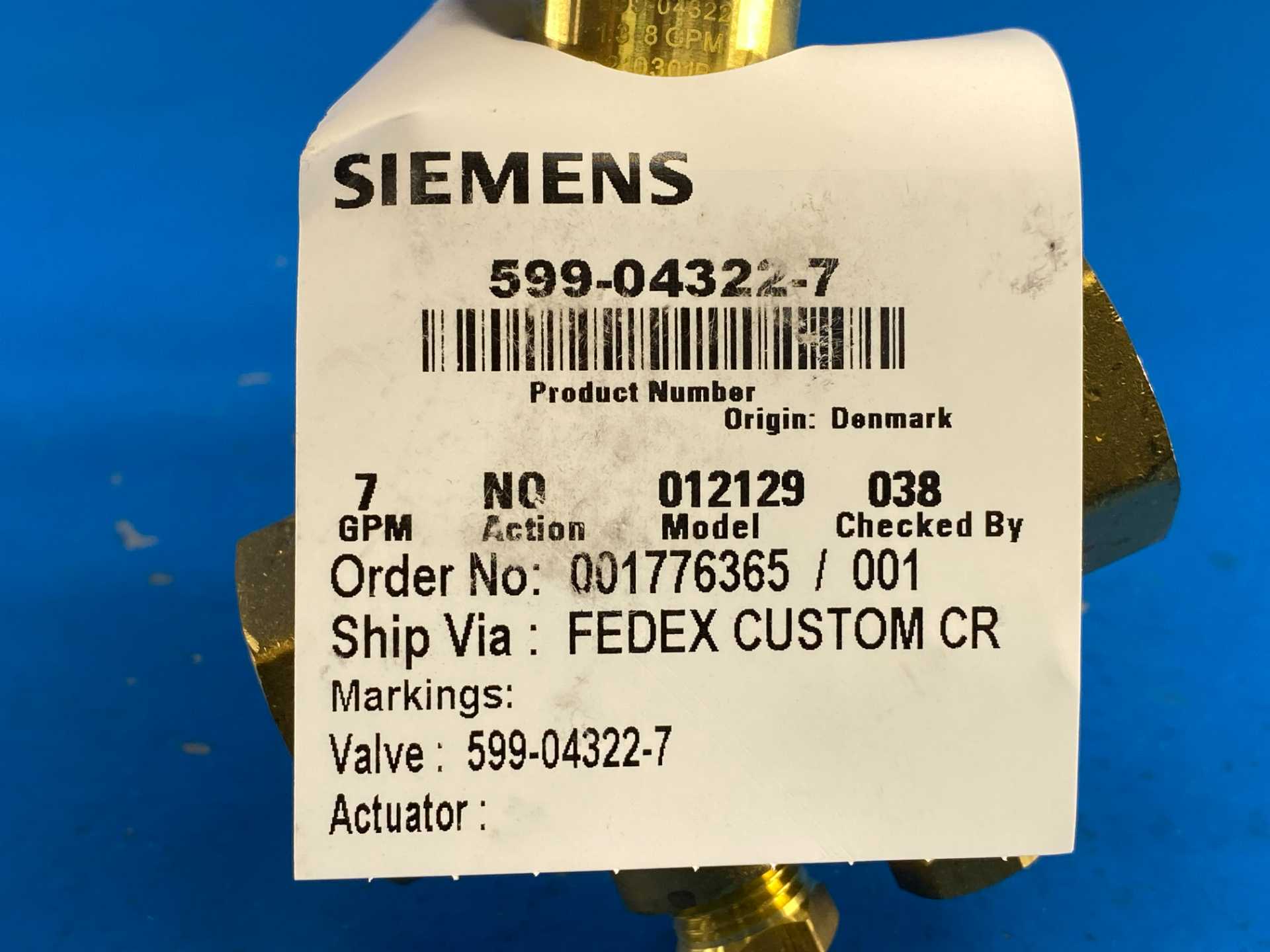 Siemens 599-04322-7, 3/4" PICV Pressure Independent Control Valve, 7 GPM