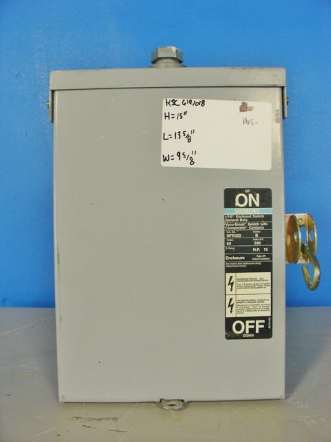 60 AMP 240V SAFETY Switch Siemens NEMA 3 15HP