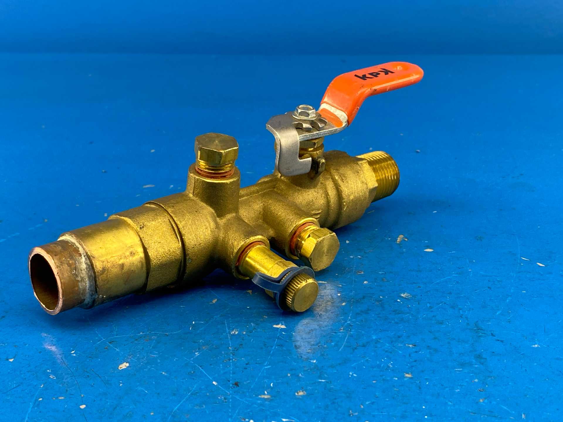 IMI Hydronics UBA075S-050M,PL1,PT2,PT3, 3/4"S x 1/2"M, Shut-Off Valve, 600WOG | PN40, 600PSIG (Orange Handle w/ pipe)
