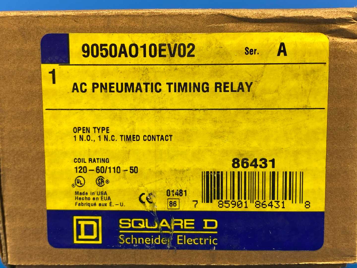 Square D 9050AO10EV02 (86431) AC Pneumatic Timing Relay Series A 110/120V