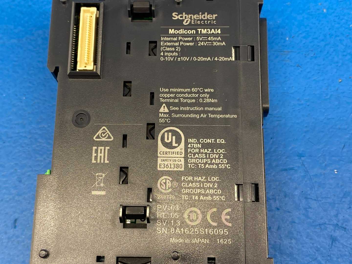 Schneider Electric Modicon TM3AI4 Analog Input Module, 4-Channel, 0–10V / ±10V / 0–20mA / 4–20mA