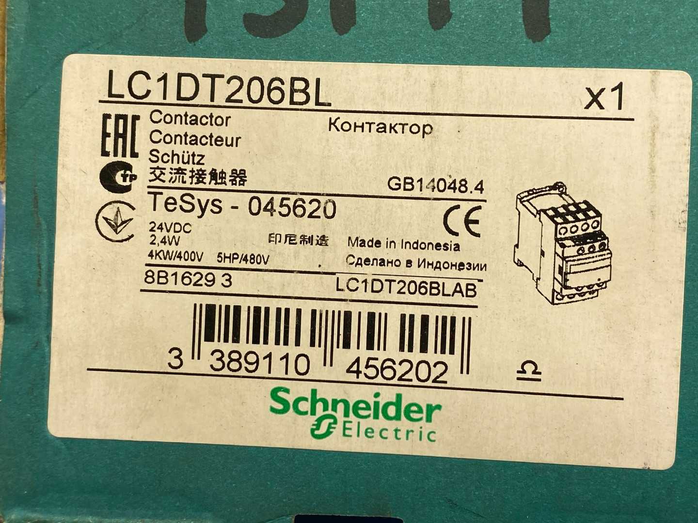 Schneider Electric LC1DT206BL, TeSys (045620) 24VDC 20A Contactor