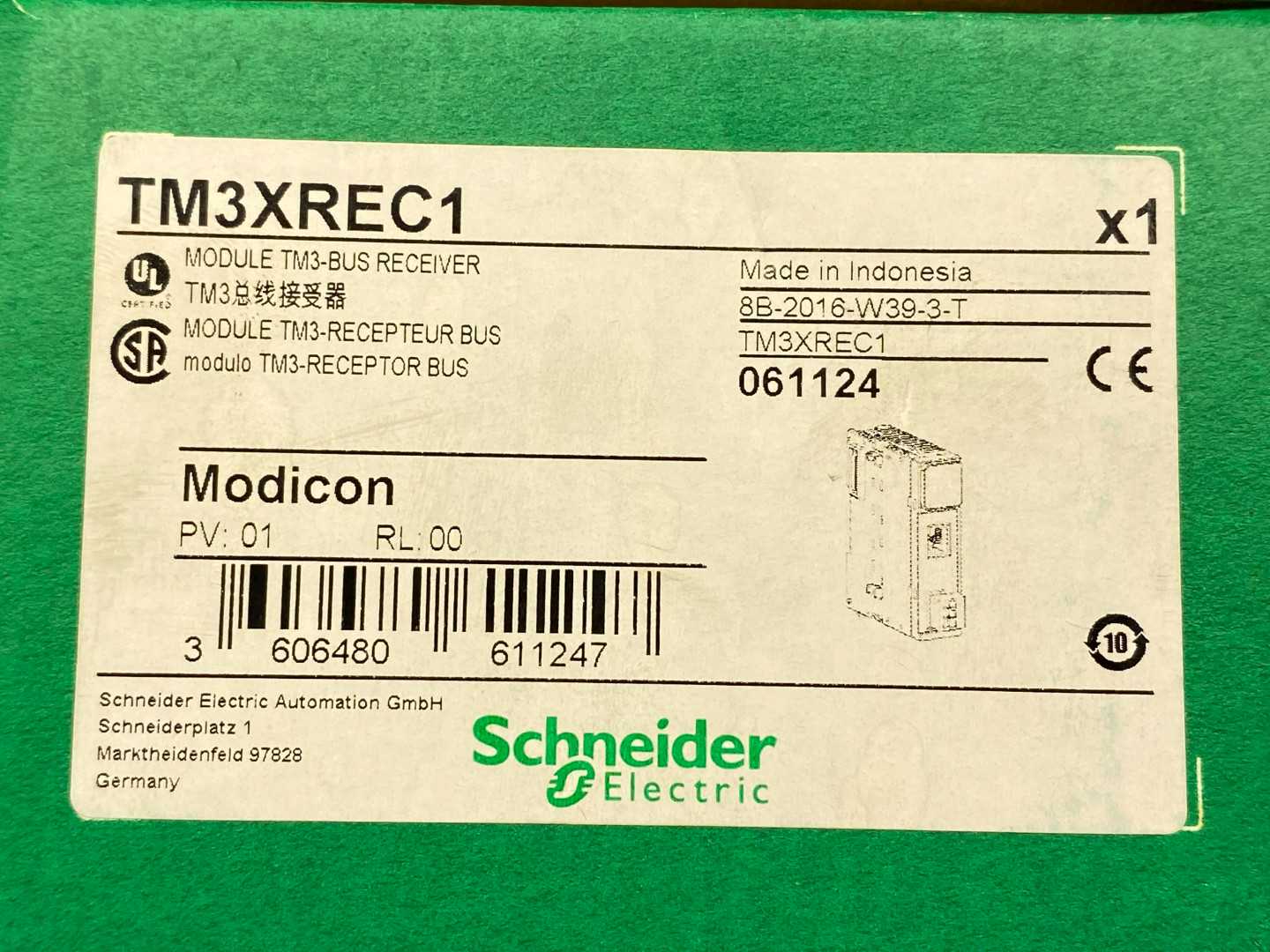 Schneider Electric Modicon TM3XREC1 TM3 Bus Receiver Module, 24VDC Supply, 40mA / 560mA
