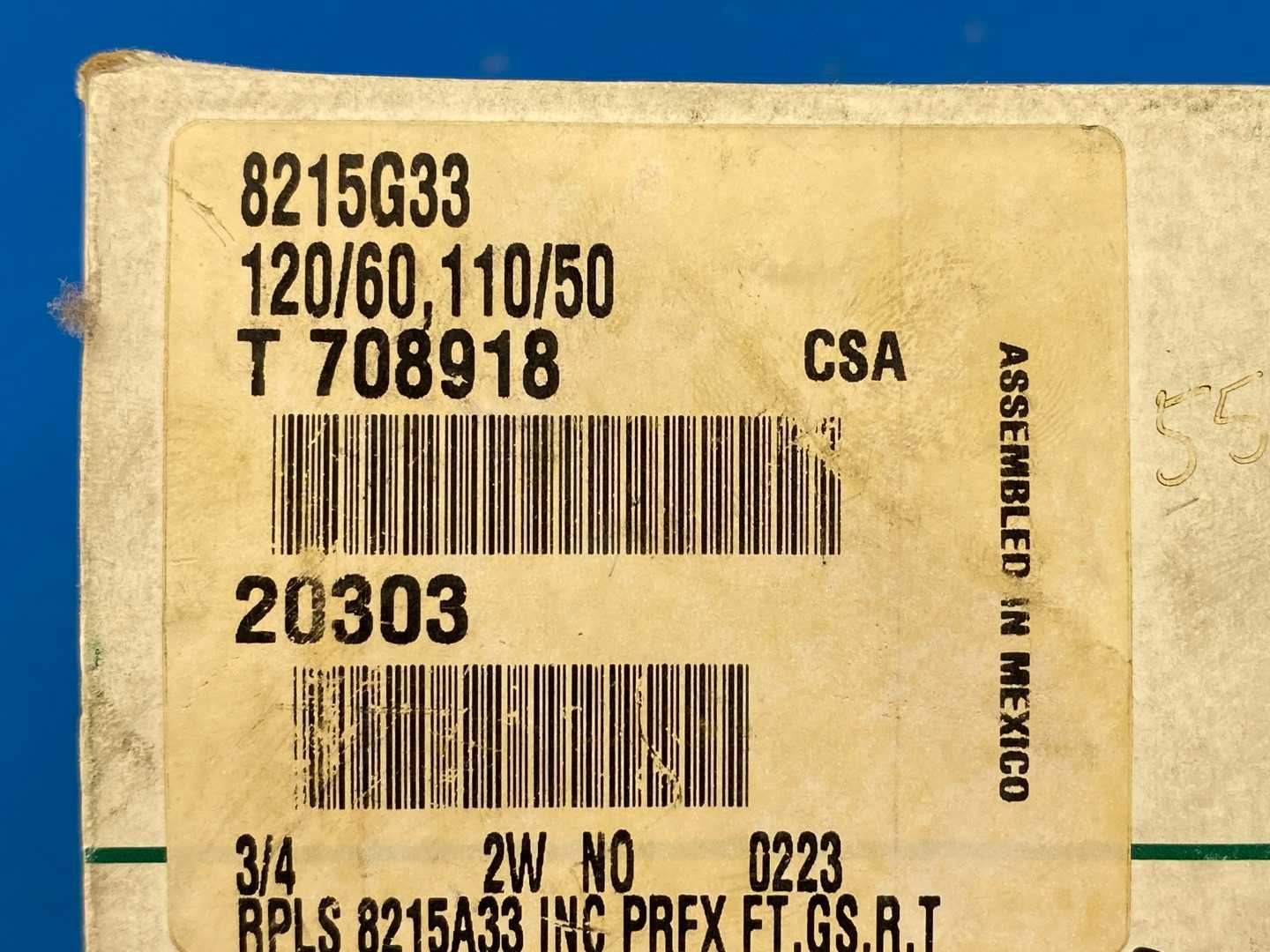 Asco Red-Hat 8215G33 Aluminum Body 2-Way Solenoid Valve 3/4" Normally Open 0-125psi 120V