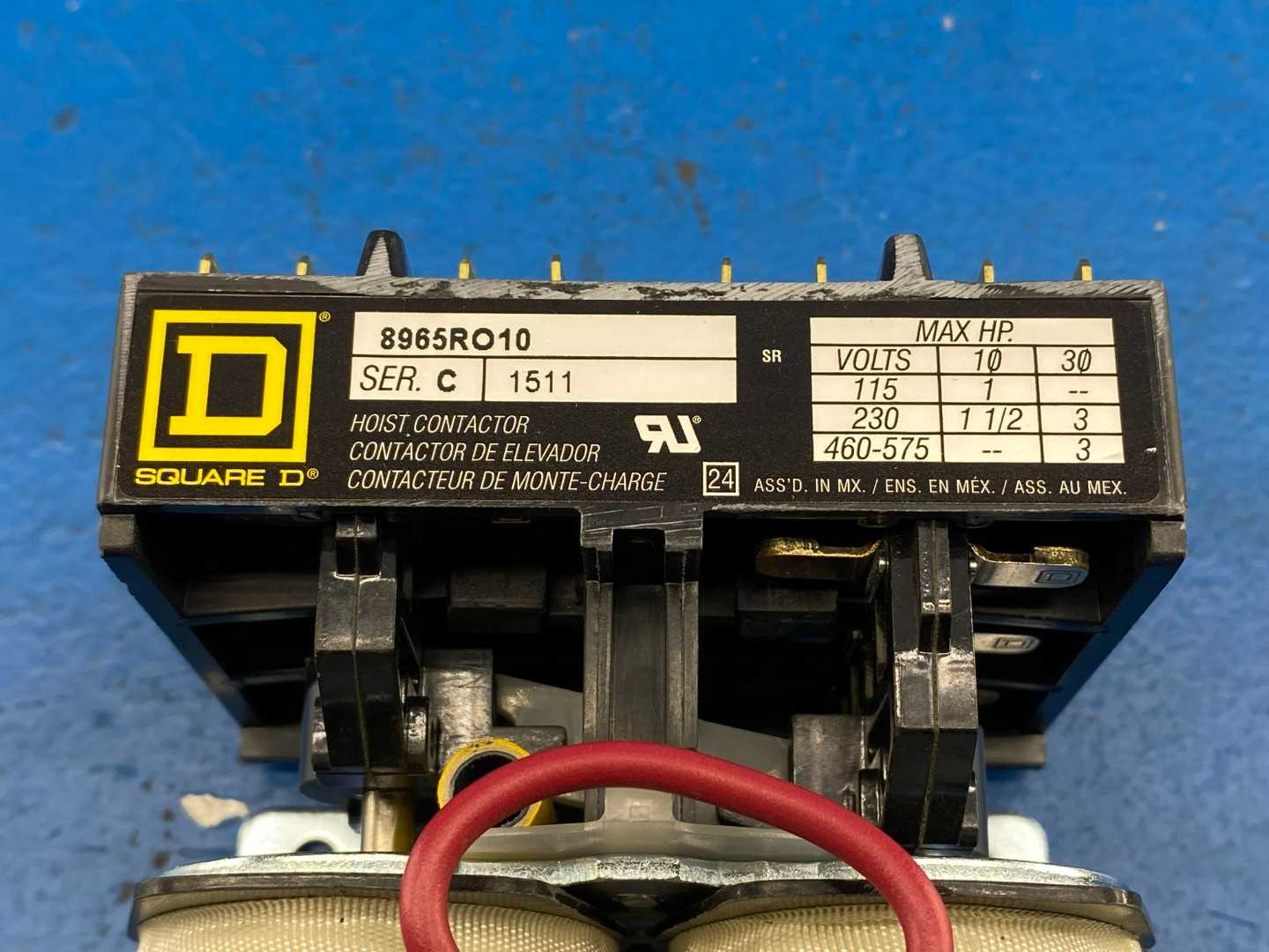 Square D 8965RO10, Series C Hoist Contactor, 3hp at 480VAC, 3 phase, 120VAC coil