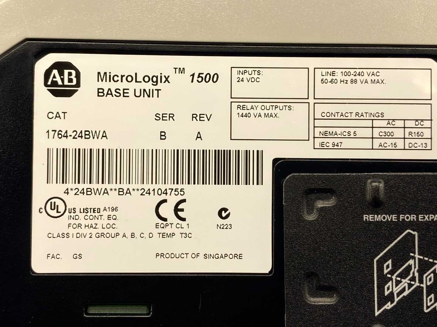 Allen-Bradley 1764-24BWA MicroLogix 1500 Controller Base