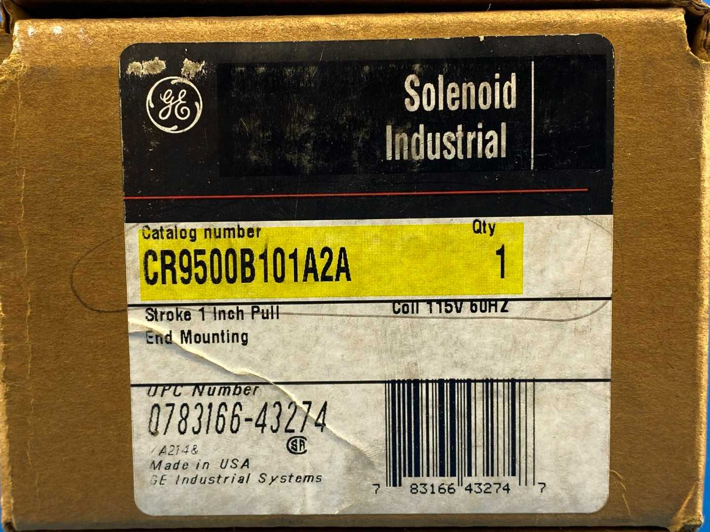 General Electric CR9500B101A2A Solenoid Coil, 1" Pull Stroke, 115V