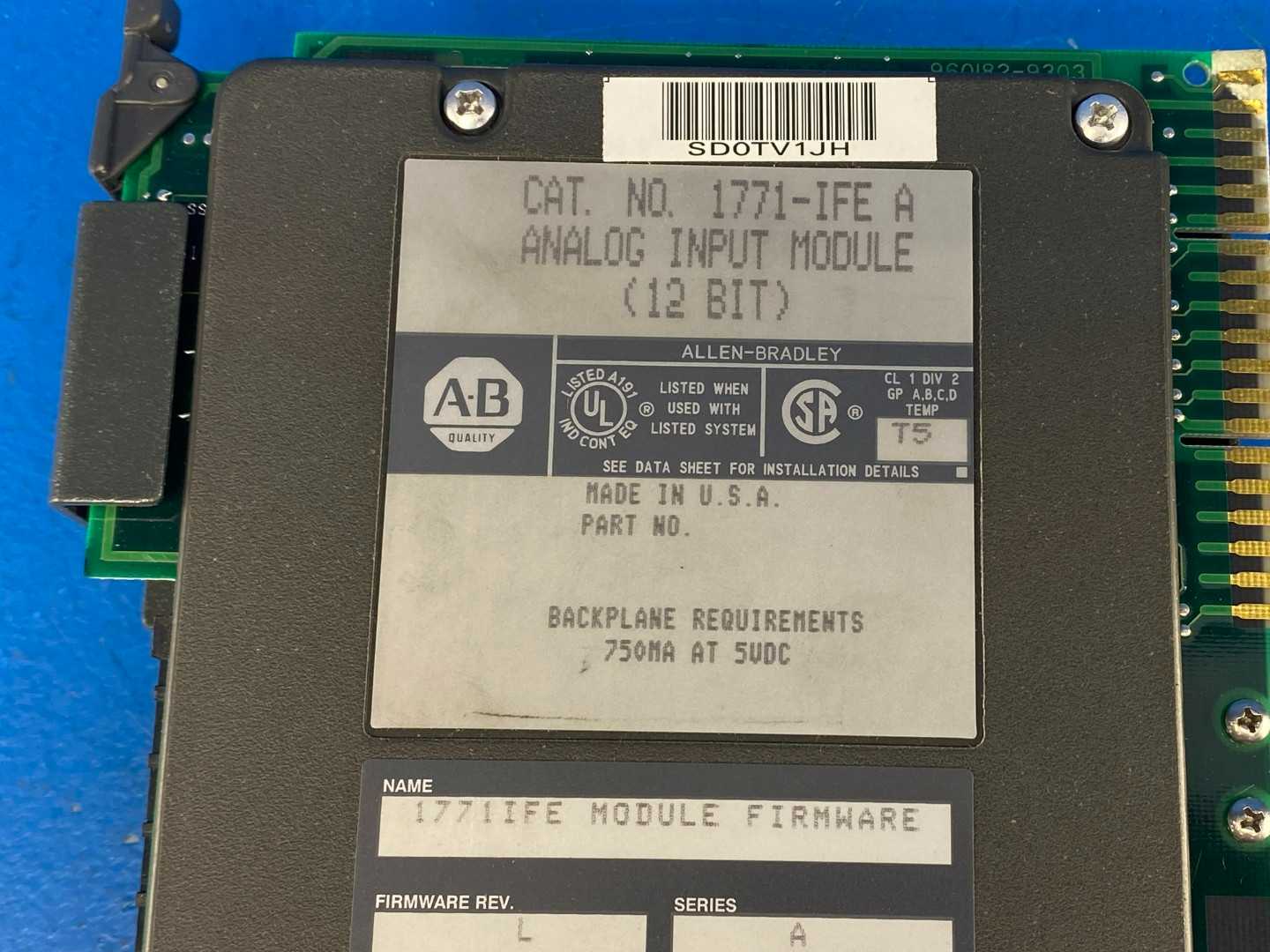 Allen-Bradley 1771-IFE Series A, Analog Input Module (12 Bit) Firmware REV: L
