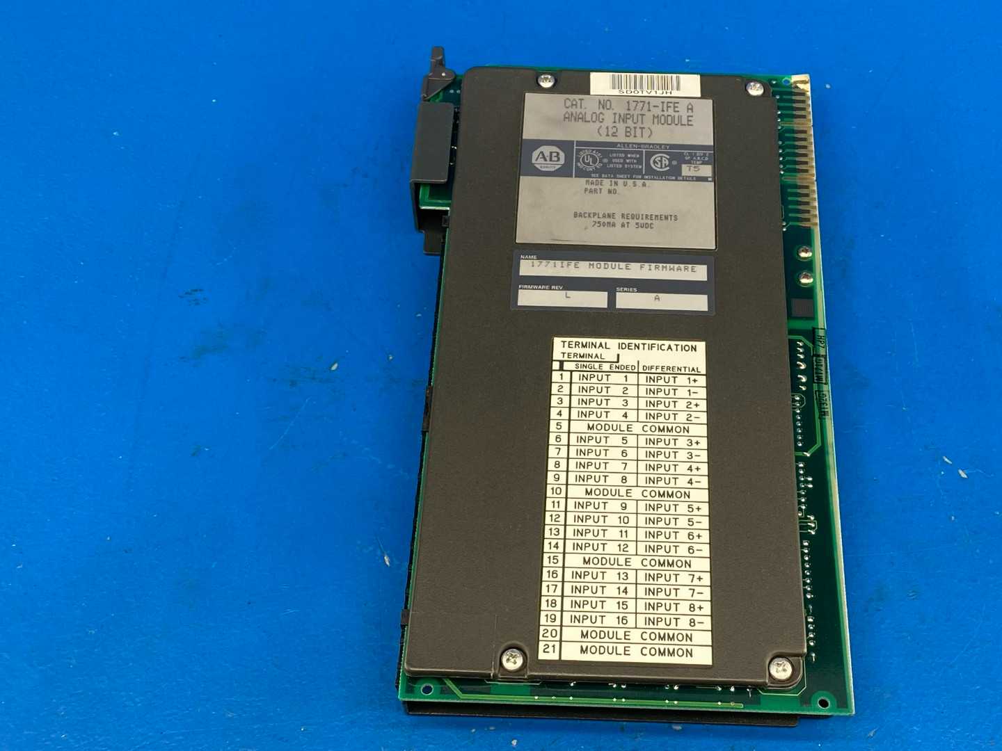 Allen-Bradley 1771-IFE Series A, Analog Input Module (12 Bit) Firmware REV: L