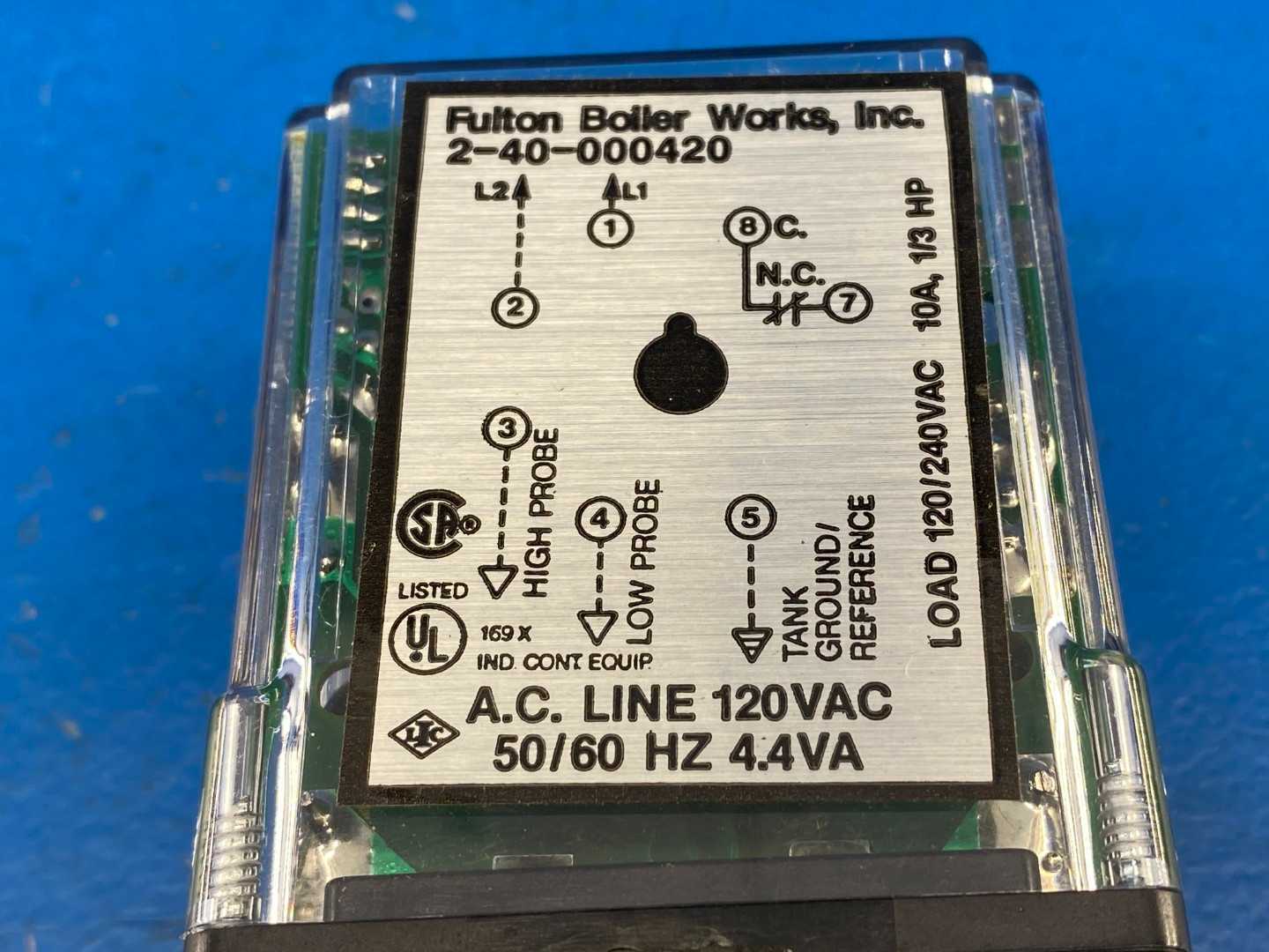 Fulton Boiler Works Inc. 2-40-000420 Control Relay 120/240VAC, 10A, 1/3HP