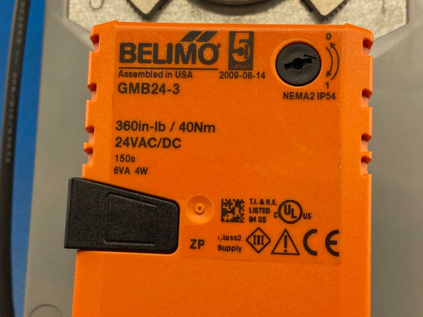 Belimo GMB24-3, Non Fail-Safe Damper Actuator 24VAC/DC, 360in-lb / 40Nm