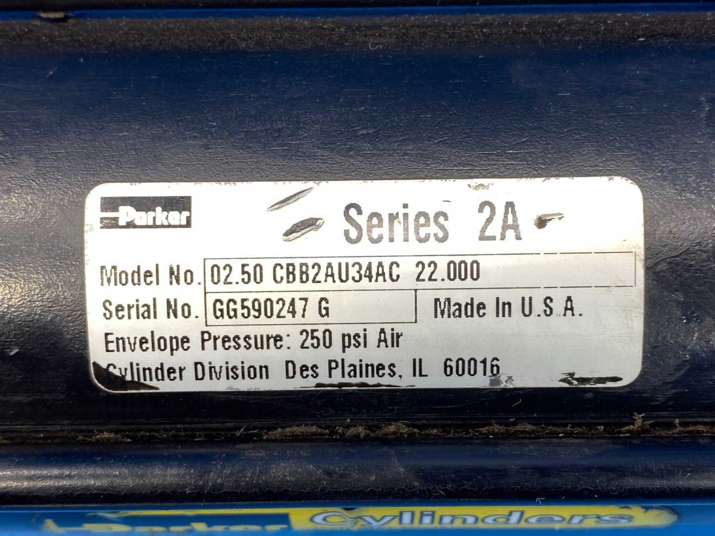Parker 02.50 CBB2AU34AC, 22.000 Hydraulic Cylinder 2.5 in Bore Size