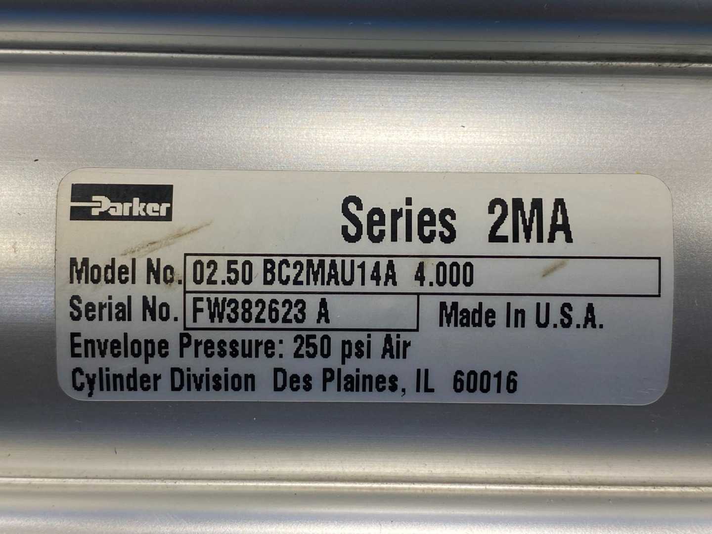 Parker 02.50 BC2MAU14A 4.000 2.5"? Bore, 4" Stroke Pneumatic Cylinder 250 PSI