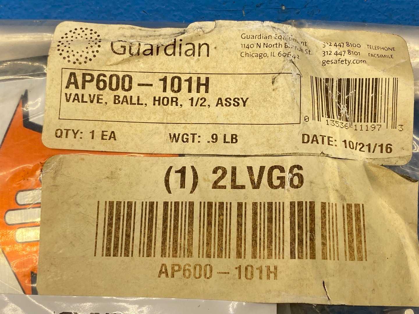 Guardian AP600-101H Ball Valve Assembly, 1/2" NPT, Horizontal, 800 WOG