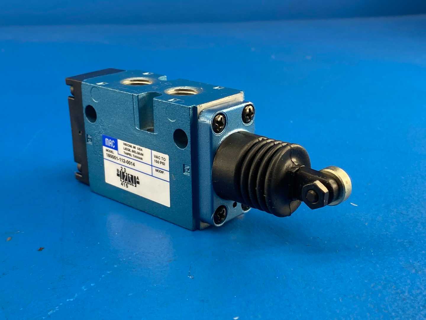MAC 180001-112-0014 Pneumatic Valve 5-Port Roller Mechanically Actuated, 150 PSI