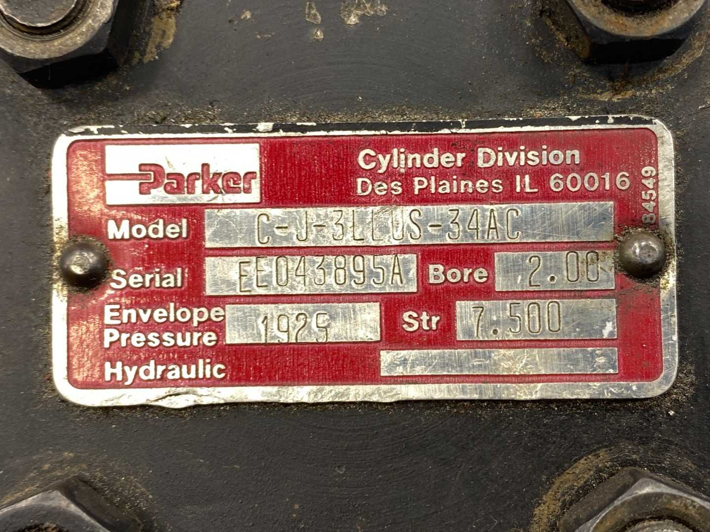 Parker 02.00 C-J-3LLUS34AC 7.500, 2" Bore 7.5" Stroke Hydraulic Cylinder 1925PSI HYD