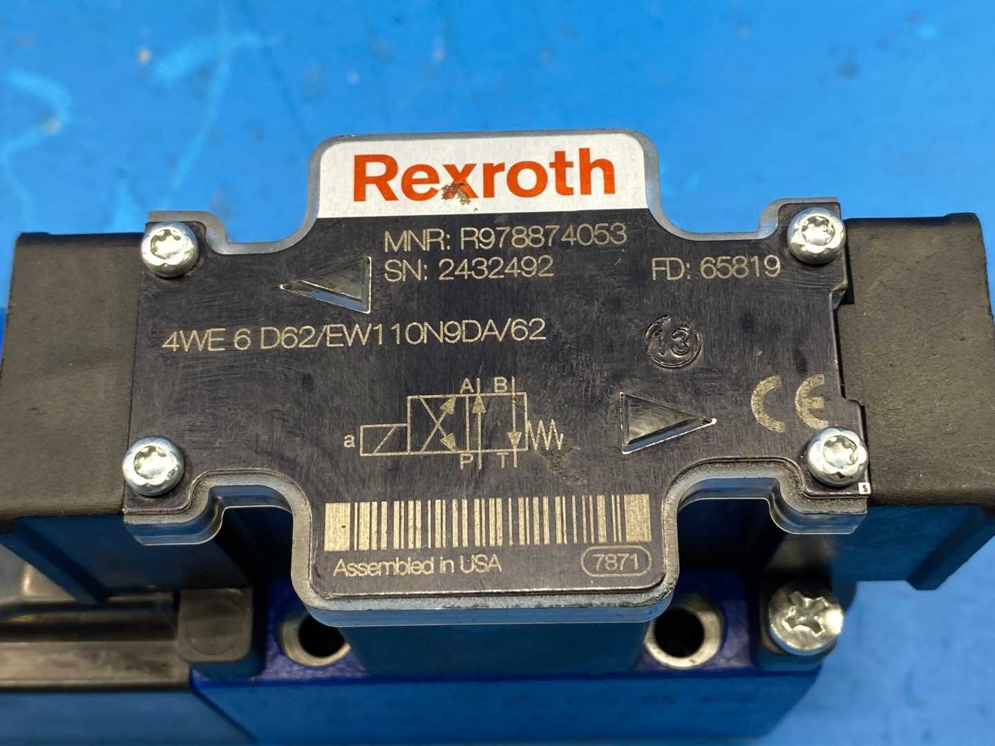 Rexroth MNR# R978874053 Model# 4WE 6 D62/EW110N9DA/62 Hydraulic Directional Control Valve
